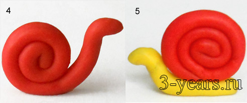 мастер-класс, фото 4-5 улитка из пластилина, фото 4,5