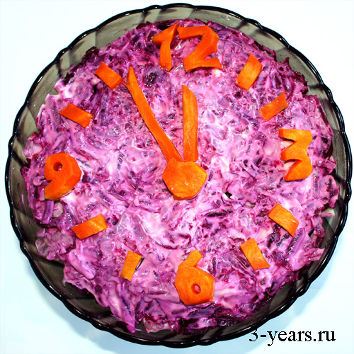 новогодний салат часы